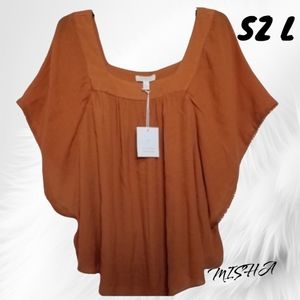 Lauren Conrad Square Neck Blouse SZ L NWT